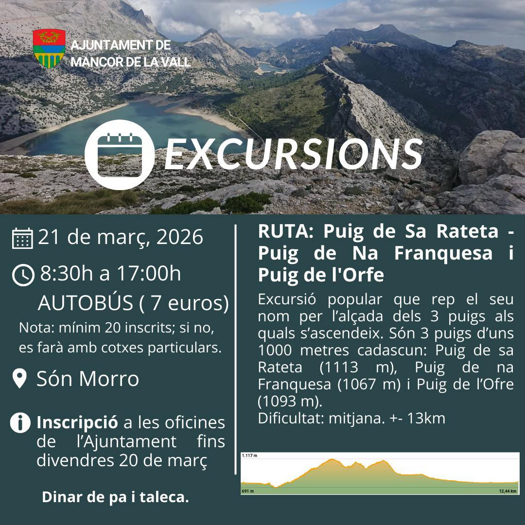 Excursió: Puig de Sa Rateta - Puig de Na Franquesa i Puig de l'Orfe